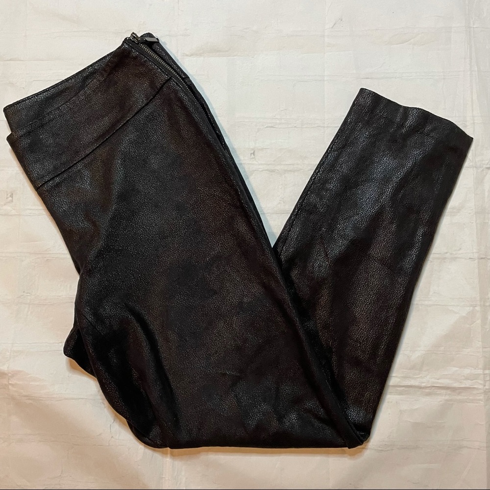 ABS Platinum Faux Leather Leggings Black Sz 10